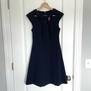 Navy blue fit and flare dress